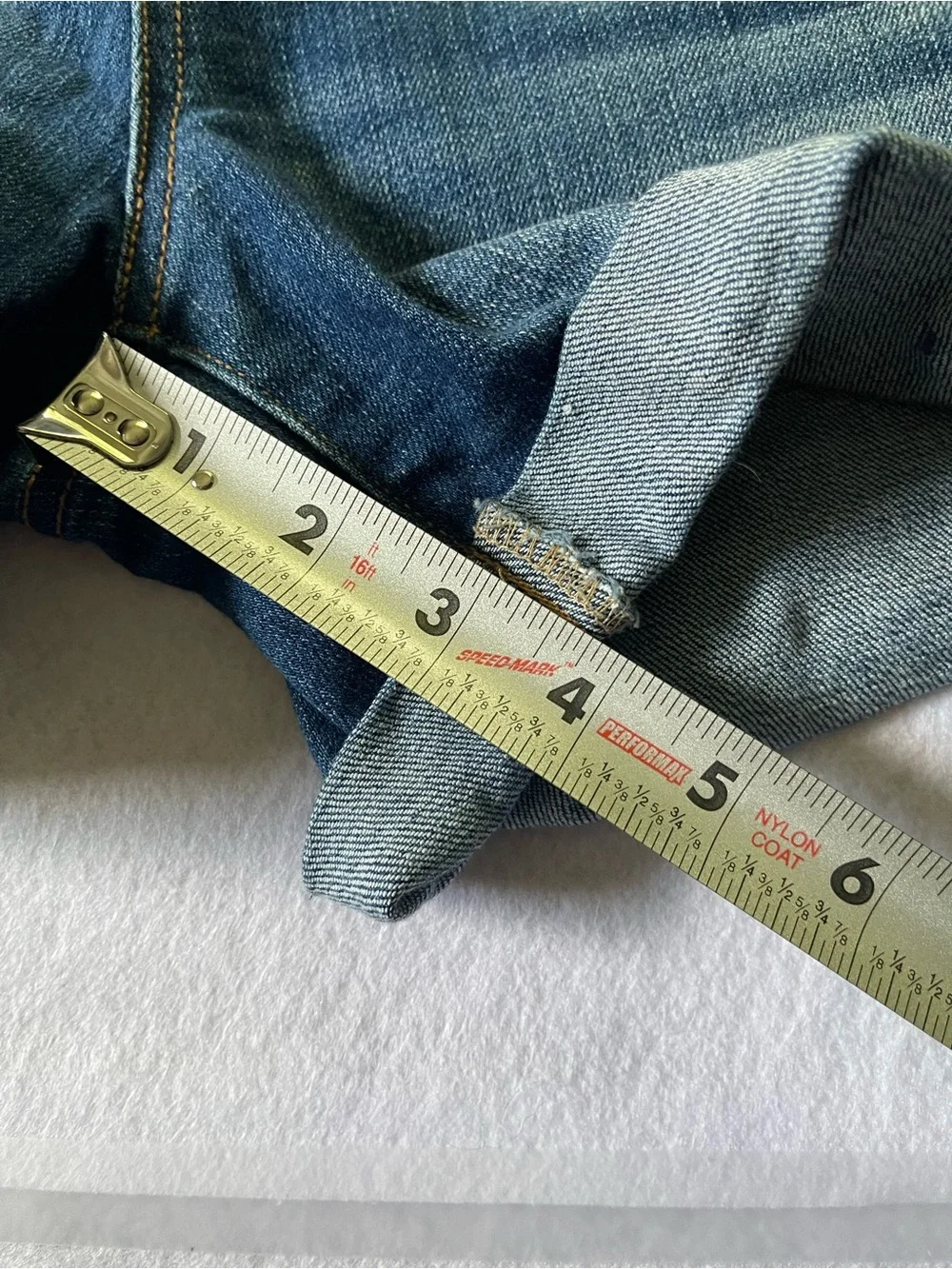 Time and Tru Blue Washed Distressed Rolled-Hem Jean Shorts